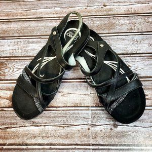 Abeo Bobbie Black Leather Strappy Sandals